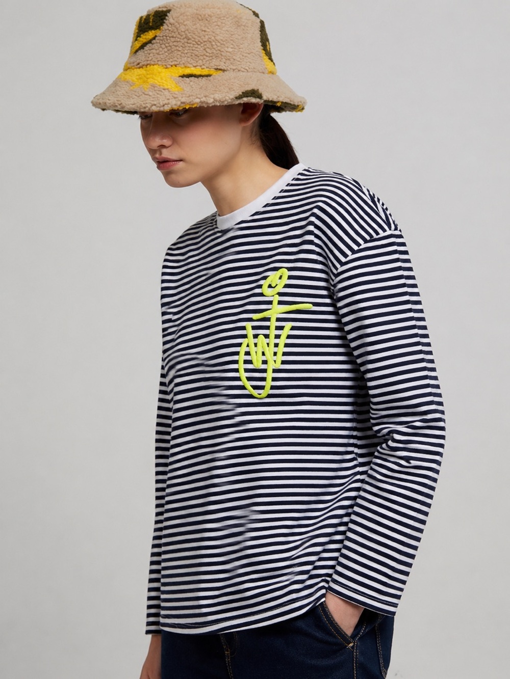 Authentic JW Anderson Logo Embroidered Stripe T-Shirt
